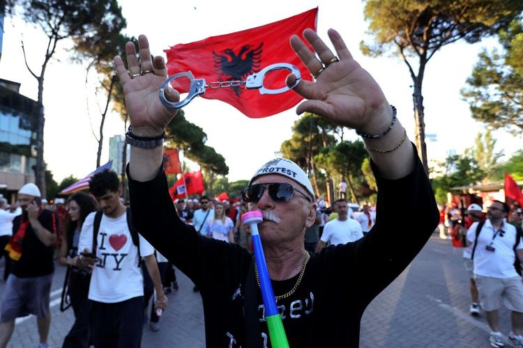 Albanians take to the streets in protest for the 35th night in a row