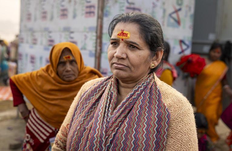Sacred strokes of color on foreheads are a major display of Hinduism at India’s Maha Kumbh festival