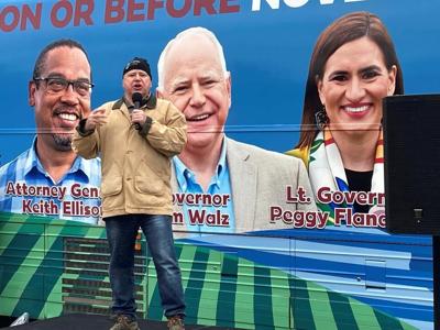 Walz, Jensen rally at Minnesota Capitol to promote turnout