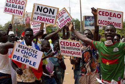 Burkina Faso coup supporters gather near regional mediation