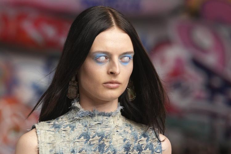 Diesel evokes zombie apocalypse at Milan Fashion Week with milky gazes and spray-painted smiles