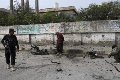 2 killed as a motorcycle loaded with explosives detonates in the Pakistani city of Peshawar