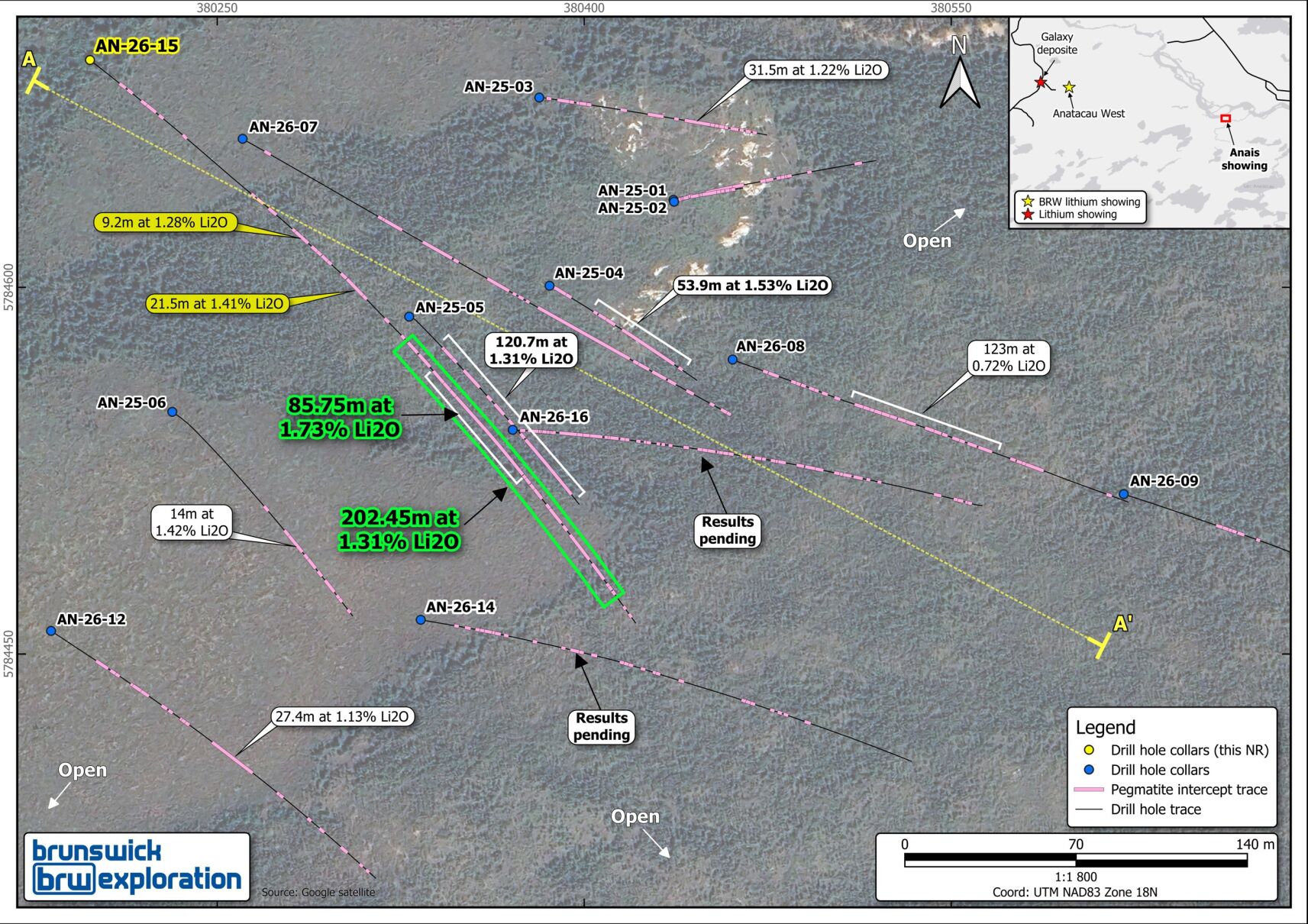 Brunswick Exploration Reports 1.31% Li2O Over 202 Metres Including 85 ...