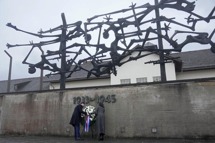 Vance visits the Dachau concentration camp memorial with Holocaust survivor before Zelenskyy meeting