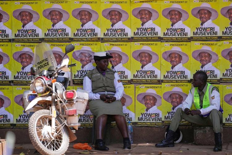 Photos show voters going to the polls in Uganda's presidential election