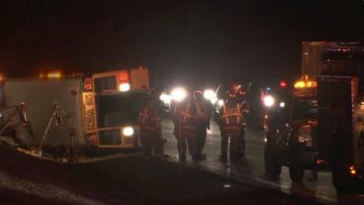 15 injured when school bus overturns on Garden State Parkway in New Jersey