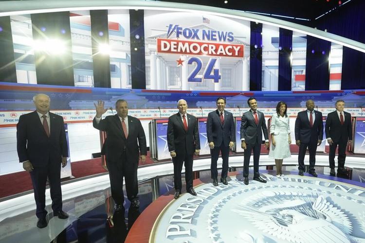Republican candidates fight each other, and mostly line up behind Trump, at the first debate