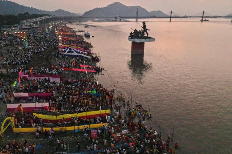 Photos of Hindu devotees celebrating Chhath festival in India
