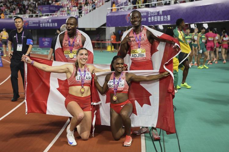 Canada wins first World Relays mixed 4x100-meter title from Jamaica and Britain