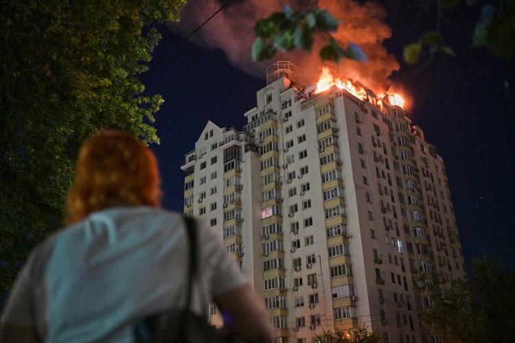 Photos show aftermath of large-scale Russian attack overnight in Kyiv