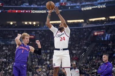 Harden, Powell score 24 points apiece as Clippers edge Raptors 105-103