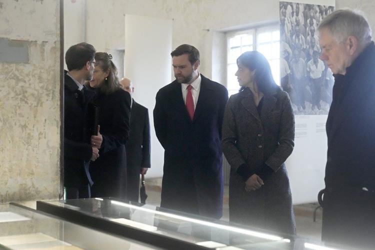 Vance visits the Dachau concentration camp memorial with Holocaust survivor before Zelenskyy meeting