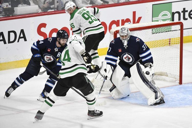 Connor Hellebuyck perfect in net as Jets blank Stars 4-0; Winnipeg ties series 1-1