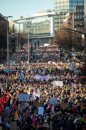 The popularity of a far-right party produces counter-rallies across Germany