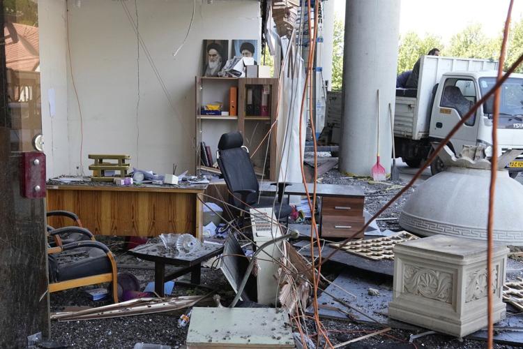 Photos of the aftermath of an Israeli strike on the headquarters of Iran state television in Tehran