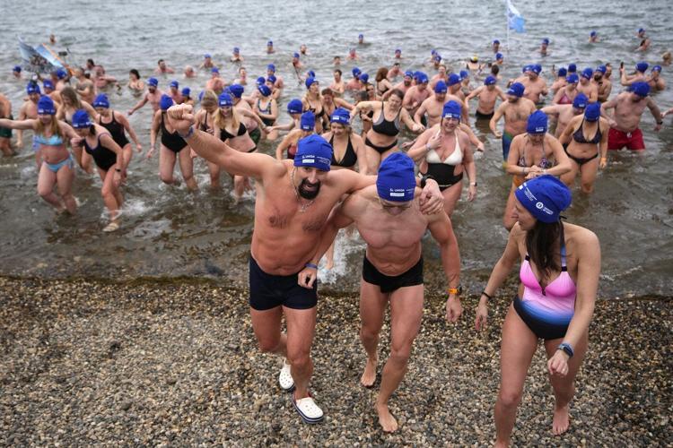 Cold-water swimmers in the Czech Republic set a new world record for the largest polar bear dip