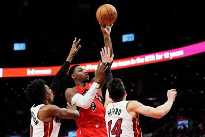 Trent helps Raptors roll past Heat 121-97 hours after Siakam reportedly traded