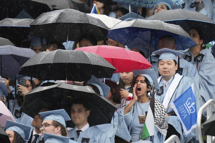 Over boos, Columbia University president notes Mahmoud Khalil's absence at graduation