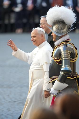 Pope lends star power to Swiss Guards swearing-in ceremony as his army struggles to find recruits