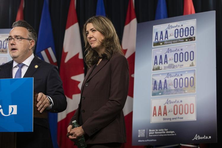 Alberta's plan to add 'Strong and Free' on licence plates hits copyright speed bump