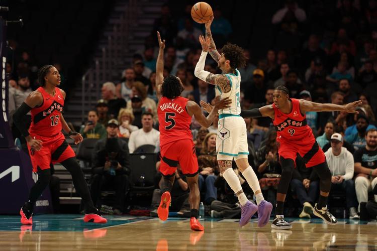 Quickley's 3-pointer at the buzzer sends the Raptors past the Hornets 97-96 for 5th win in 6 games