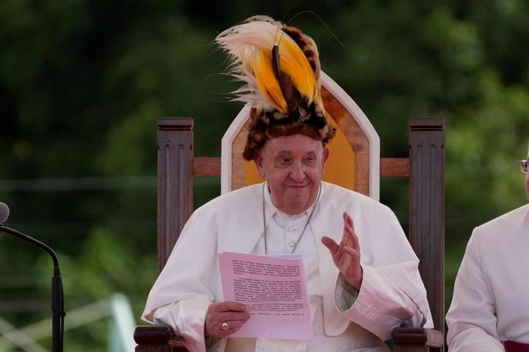 Pope arrives in the remote jungles of Papua New Guinea with a ton of humanitarian aid and toys