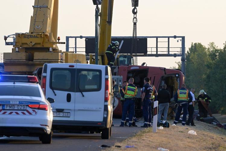 A bus crash in Hungary kills 12 people, injures at least 10 others