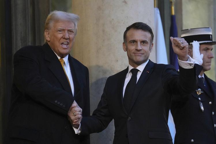 Trump is welcomed by Macron to Paris with presidential pomp and joined by Zelenskyy for their talks