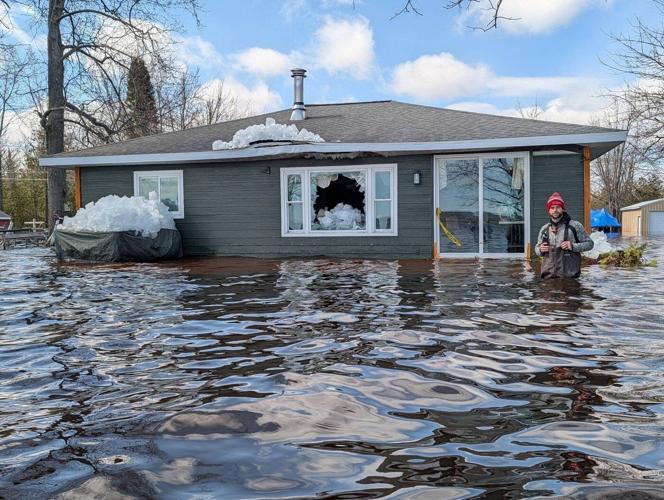 Heavy rain and snowmelt are hurtling large chunks of ice into northeastern Michigan homes