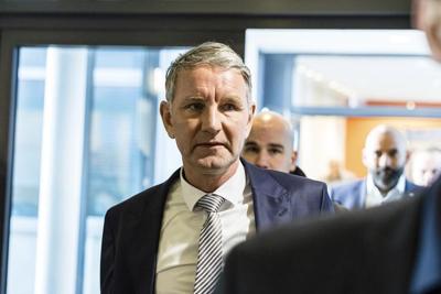 A well-known figure in a German far-right party tells his trial he is completely innocent