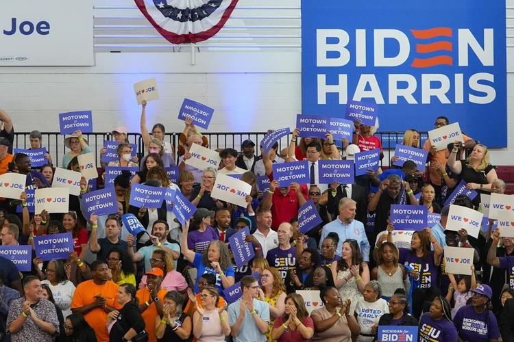The Latest: Biden returns to the campaign trail following high-stakes news conference