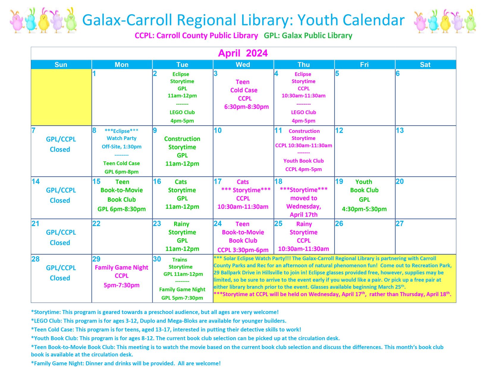 April Youth Calendar at Library | News | thecarrollnews.com April Youth Calendar at Library | News | thecarrollnews.com