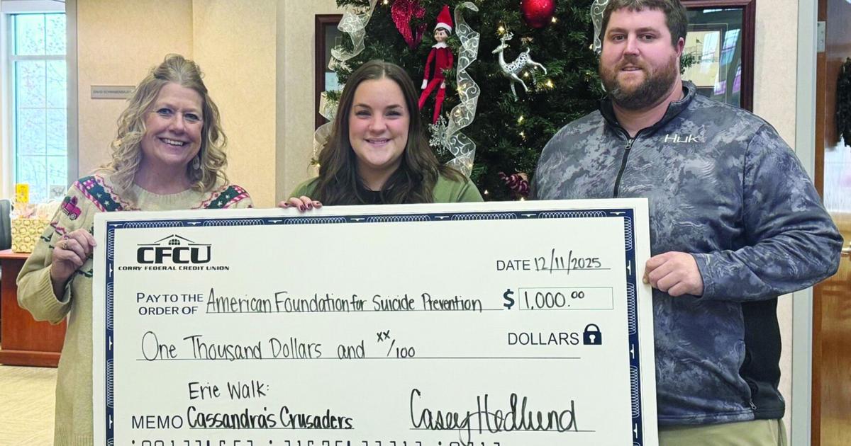 CFCU employee gives awarded donation to suicide awareness