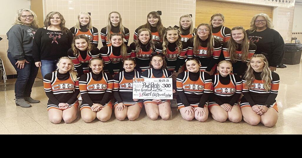 Cheerleaders donate to Pink Racks News