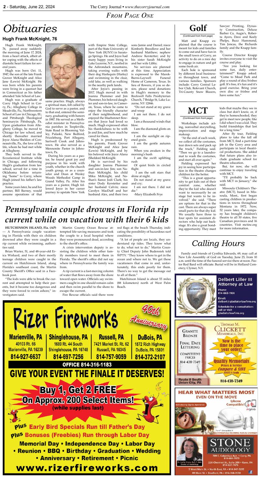 Page 1 SAT. 622 The Corry Journal