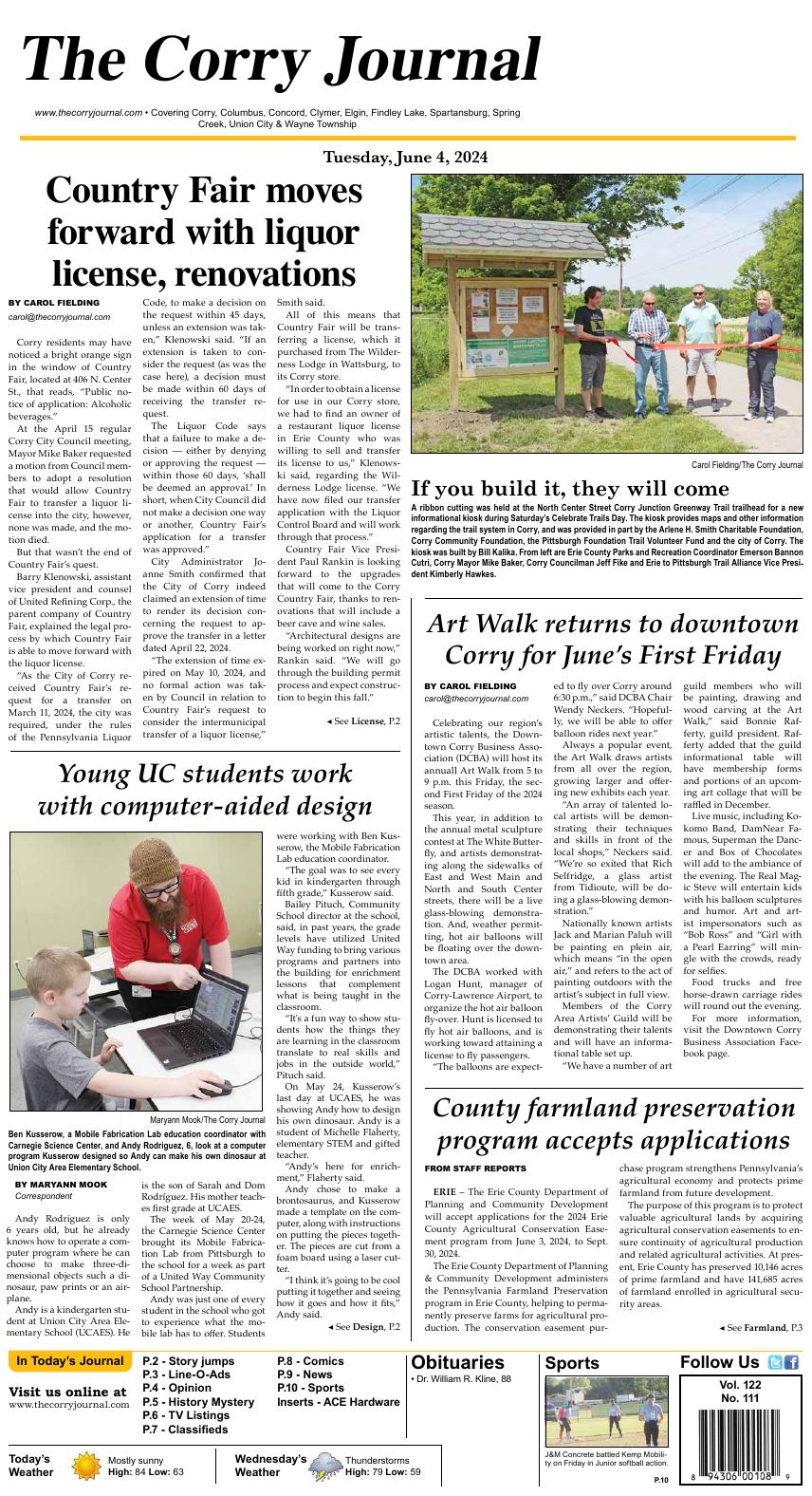 Page 1 tues 6 4 the corry journal thecorryjournal