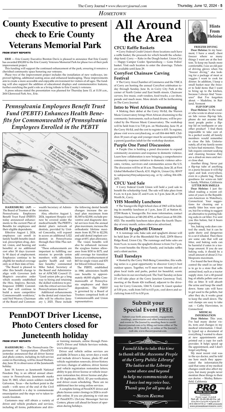 Page 5 THURS. 613 HMT The Corry Journal