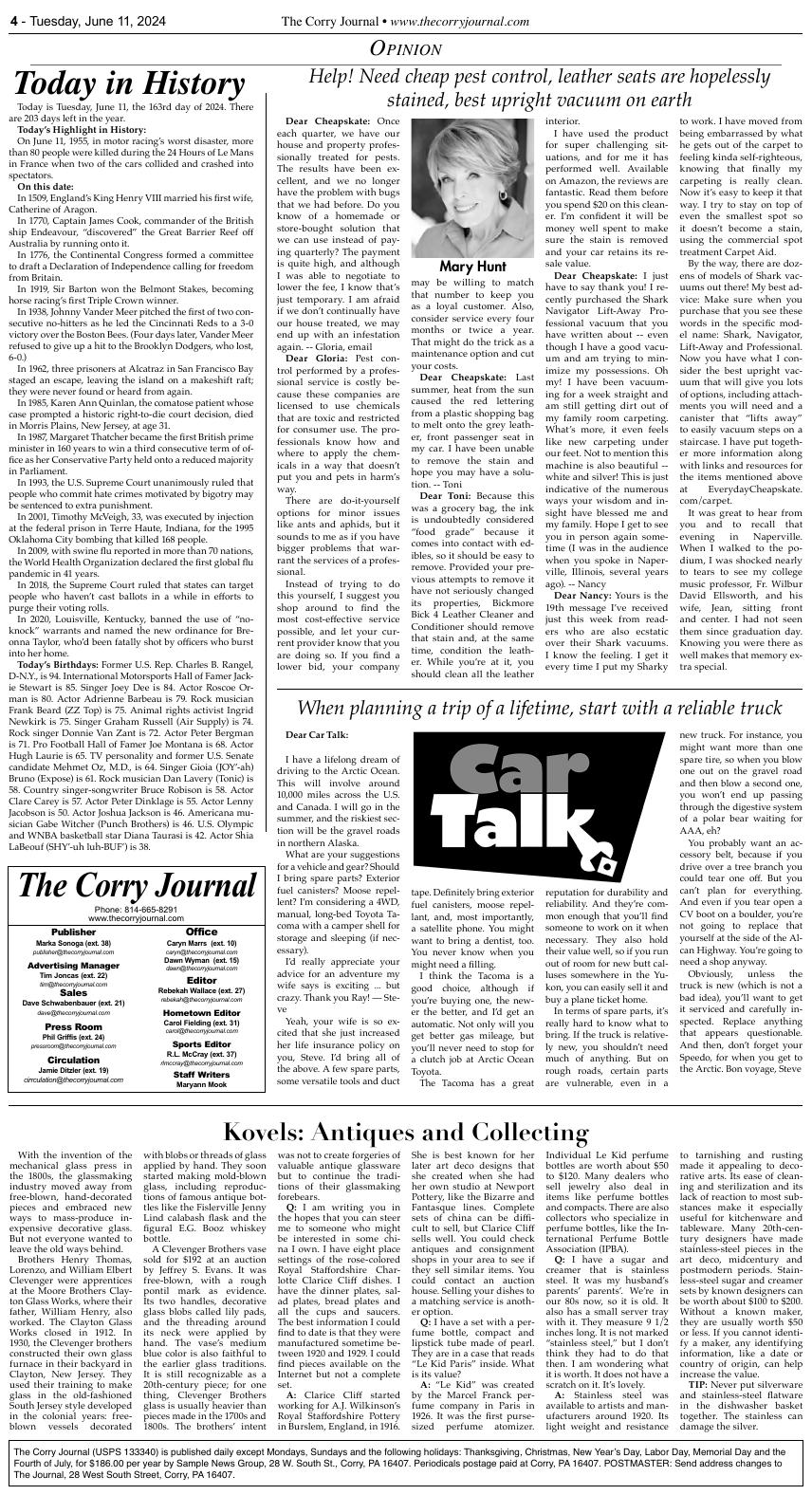 Page 4 TUES. 611 OPINION The Corry Journal