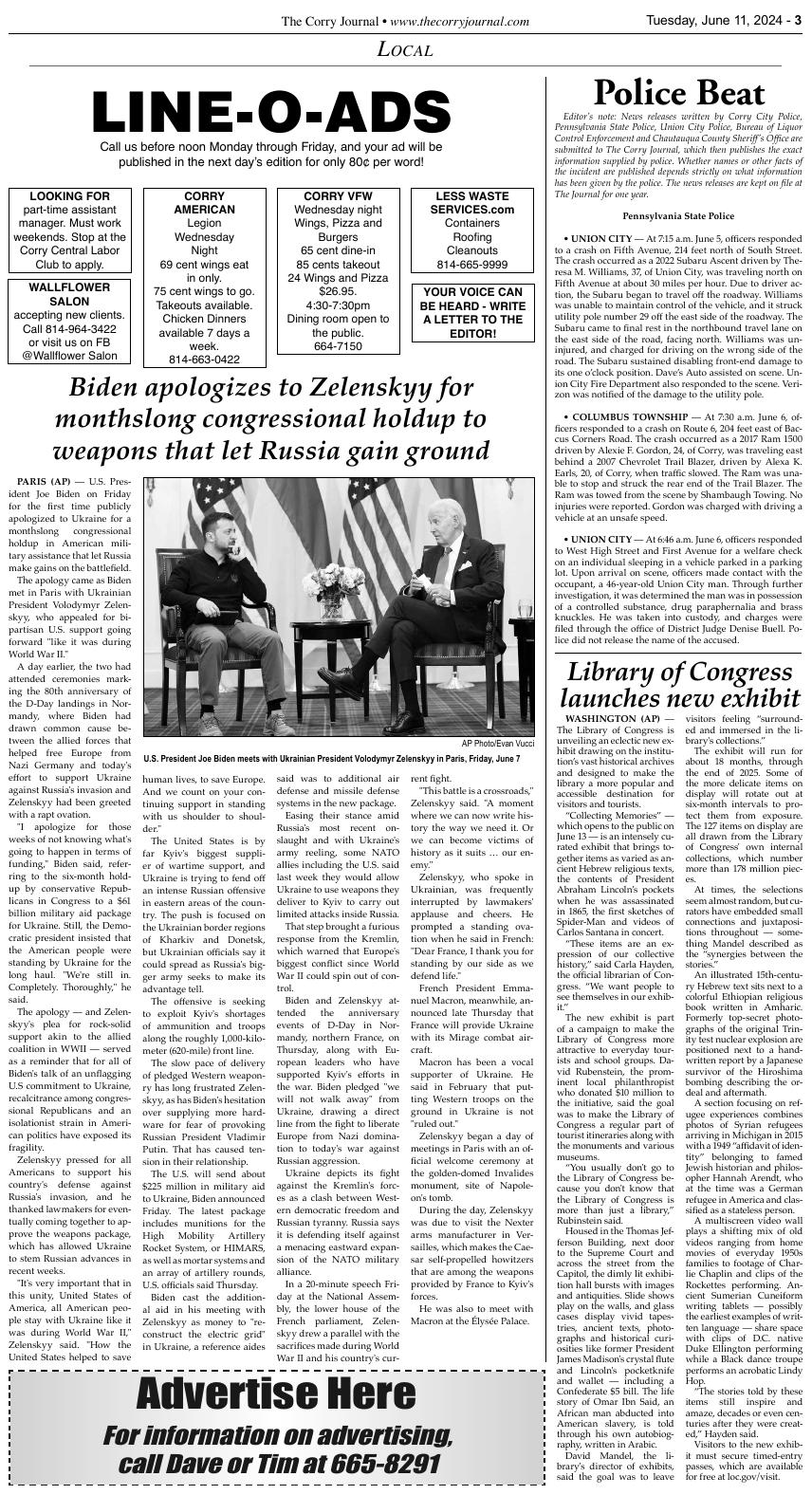 Page 3 TUES. 611 LOCAL The Corry Journal