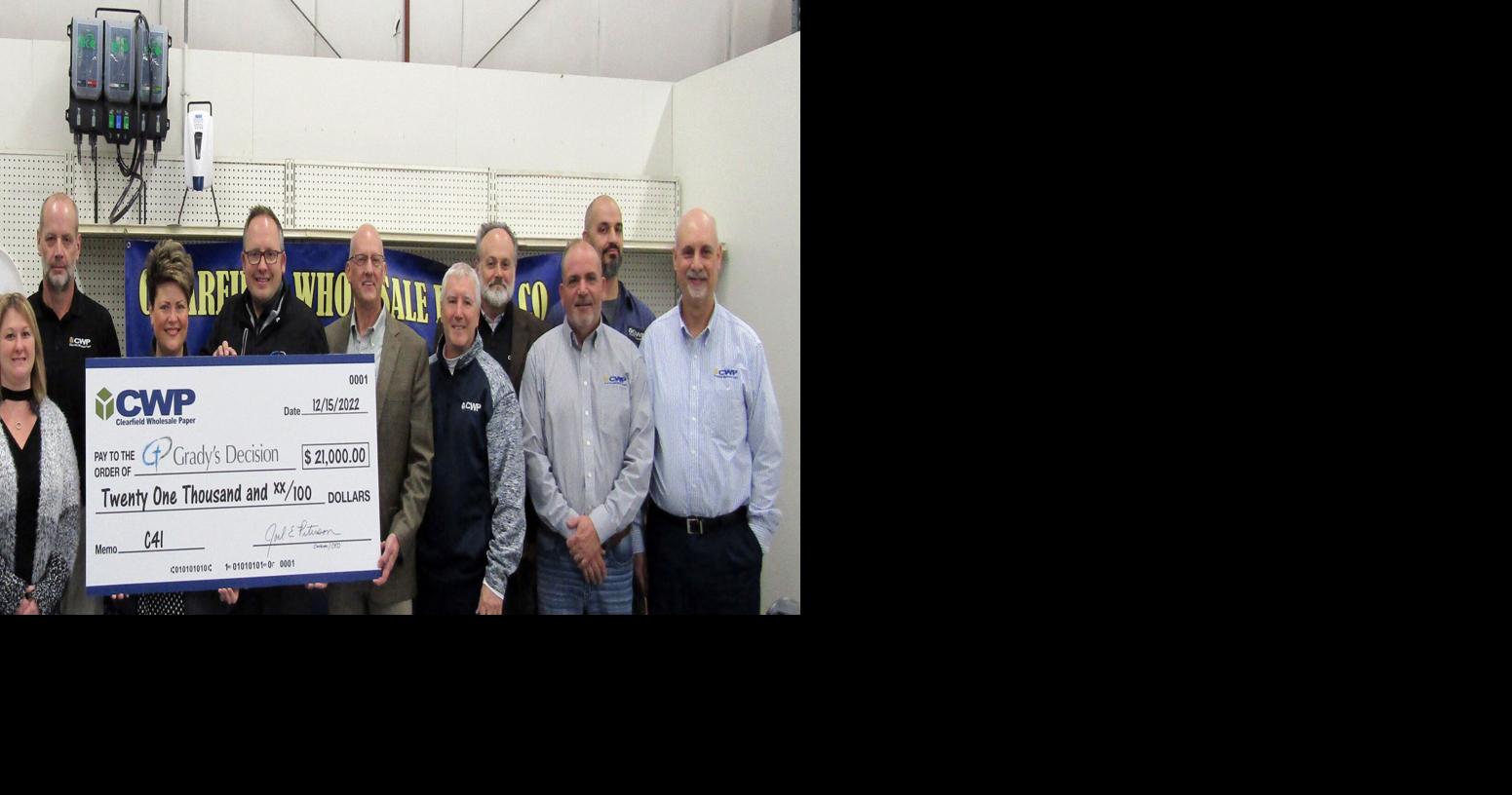 Grady's Decision receives 21K donation from Clearfield business News