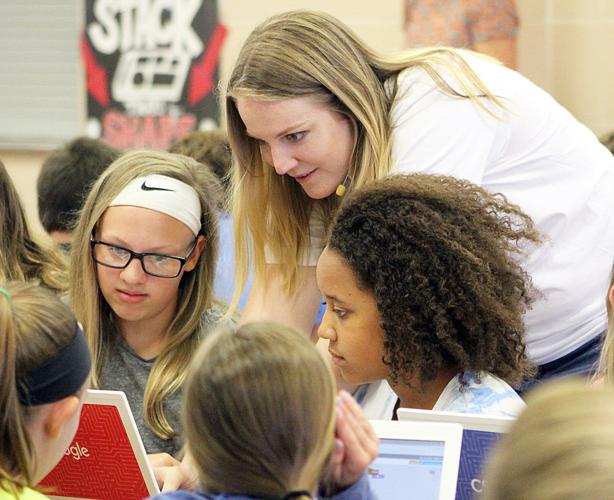 Last day of school DuBois Middle School students engaged in computer