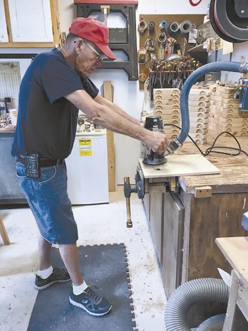 Working in the wood shop