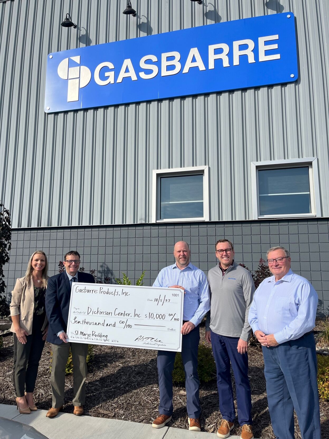 Gasbarre Products makes donation toward Dickinson Center's St. Marys