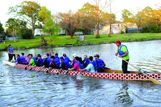 Dragon Boat race paddlers practice
