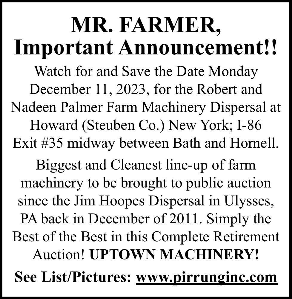 MR. FARMER, Important Announcement!! Farmers Friend
