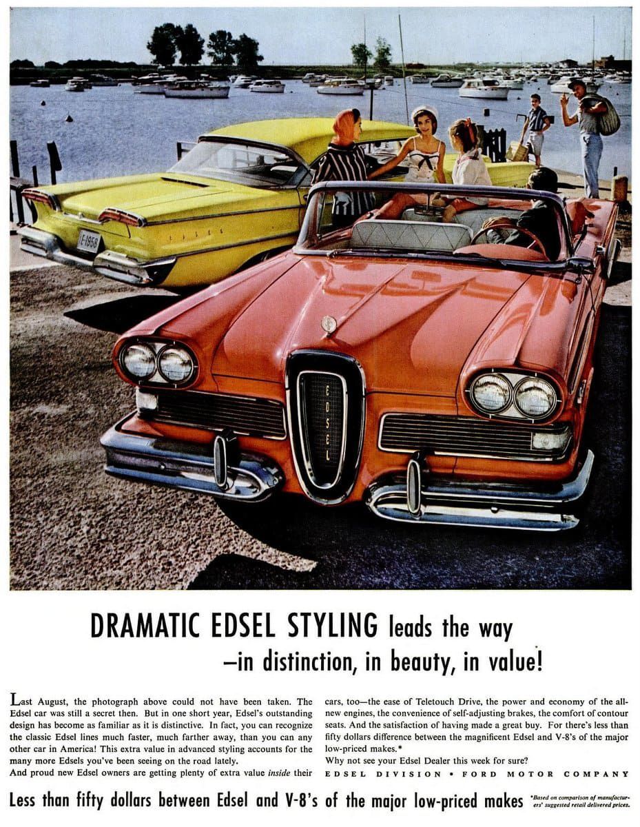 The 1958 to 1960 Edsel flop gimmicks name union problems and