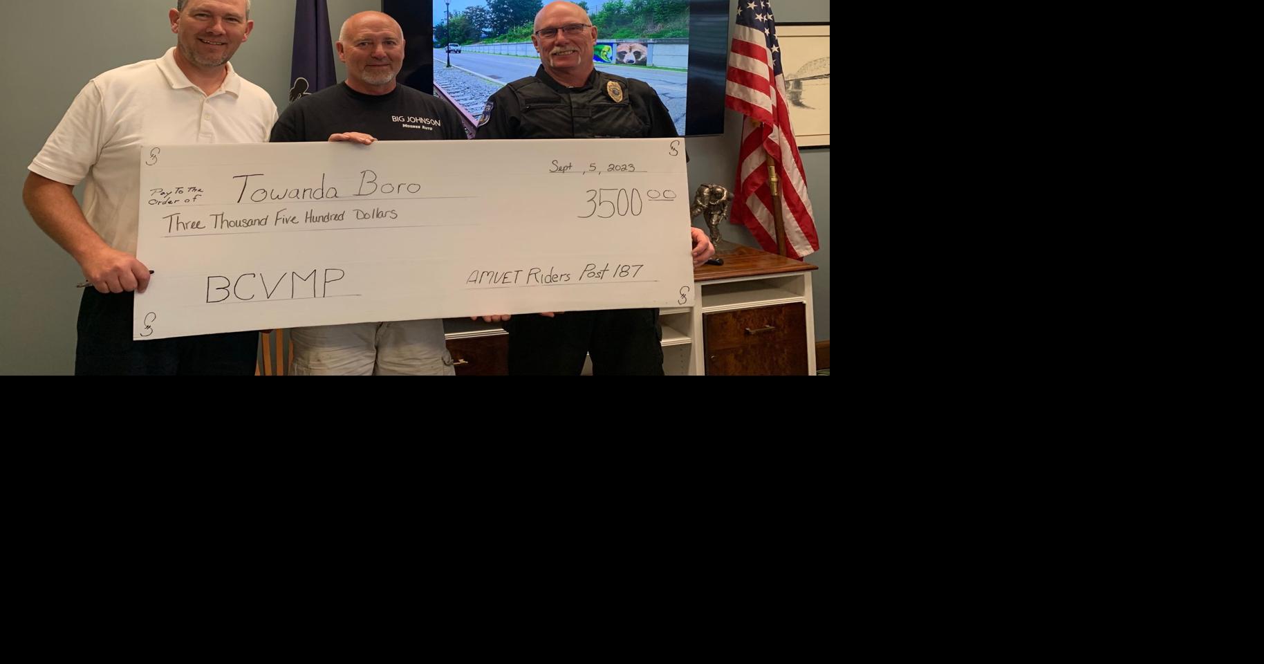 Towanda AMVET Riders donate 3,500 to Veterans Memorial Park Local
