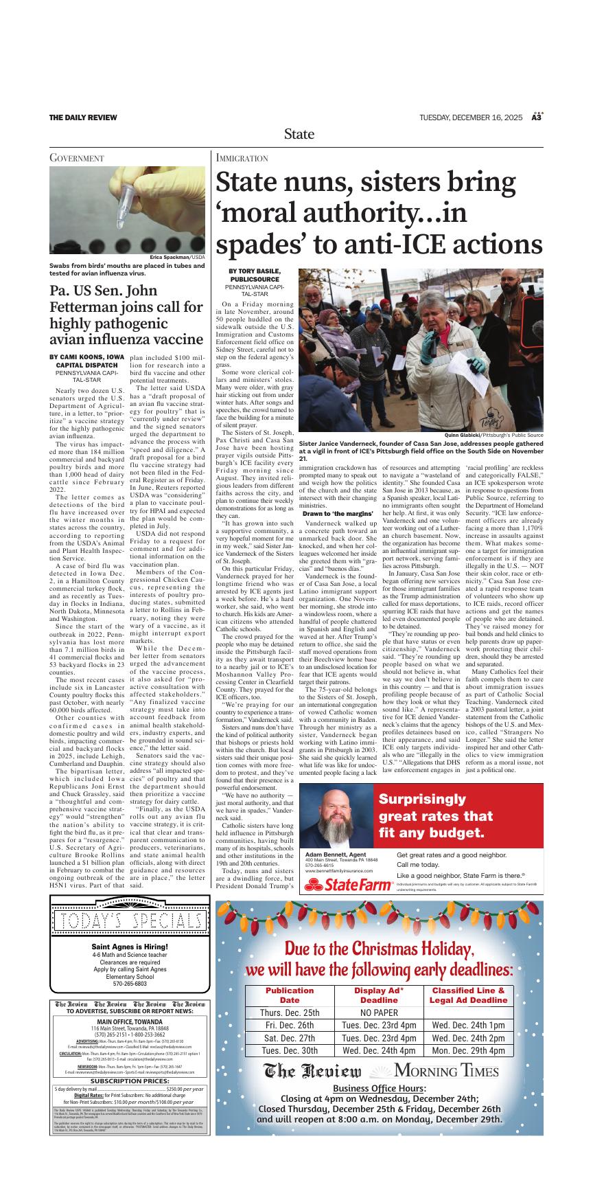 Page A3 | Digital Edition | thedailyreview.com