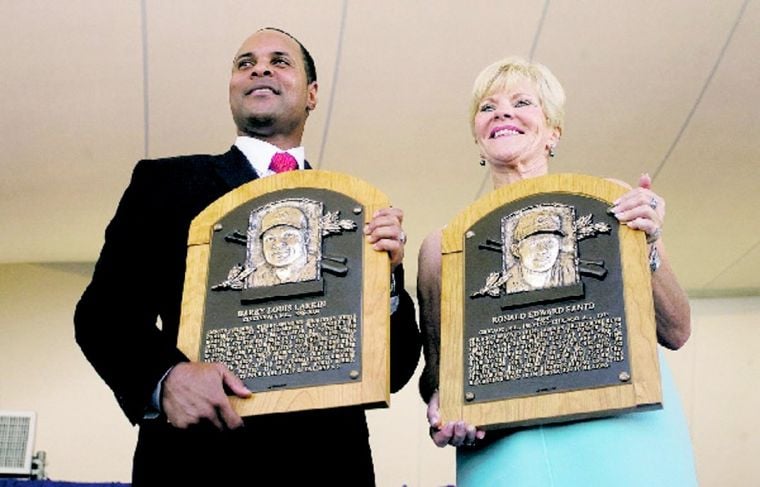 Vicki Santo, second from left, wife of Chicago Cub's great Ron