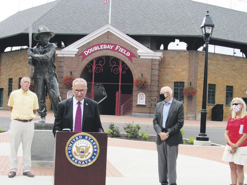 Schumer visits, urges federal aid for municipalities